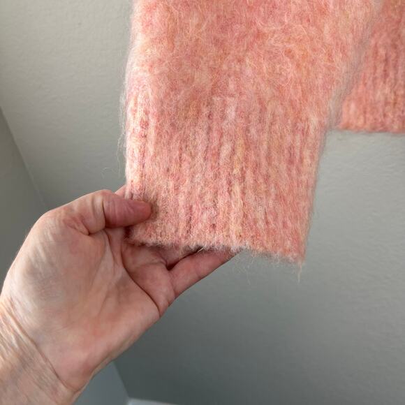 Topshop Pink Knitted Fuzzy Crewneck Pullover Sweater Oversized Small 4/6 NWT - Picture 7 of 13